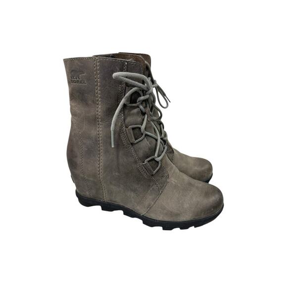Sorel Women's Joan Of Arctic Wedge II Lace Up Ankle Boot 9 Gray Grey - Picture 1 of 9
